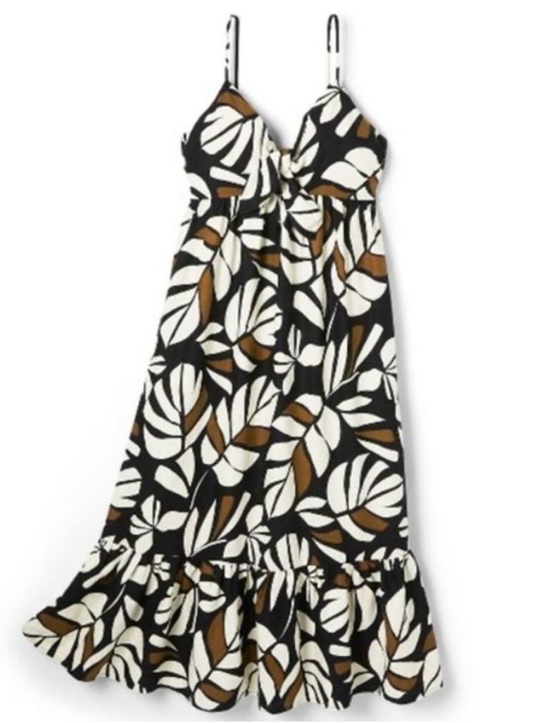 Tabitha Brown Target Linen Blend Botanical Print Midi Dress Womens S New